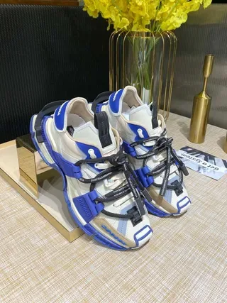 Blue and Cream Chunky Strap Sneakers 9