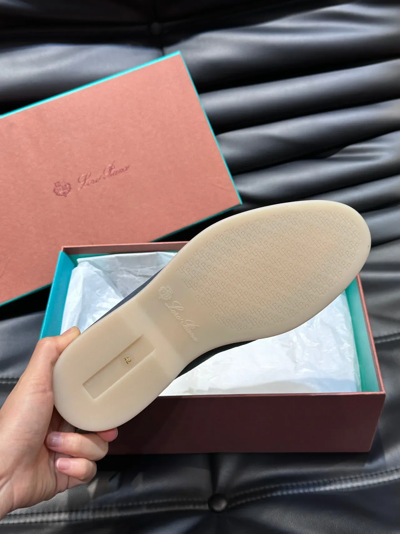 Blue Beige Suede Upper Moc-Toe Stitching Loafer 9