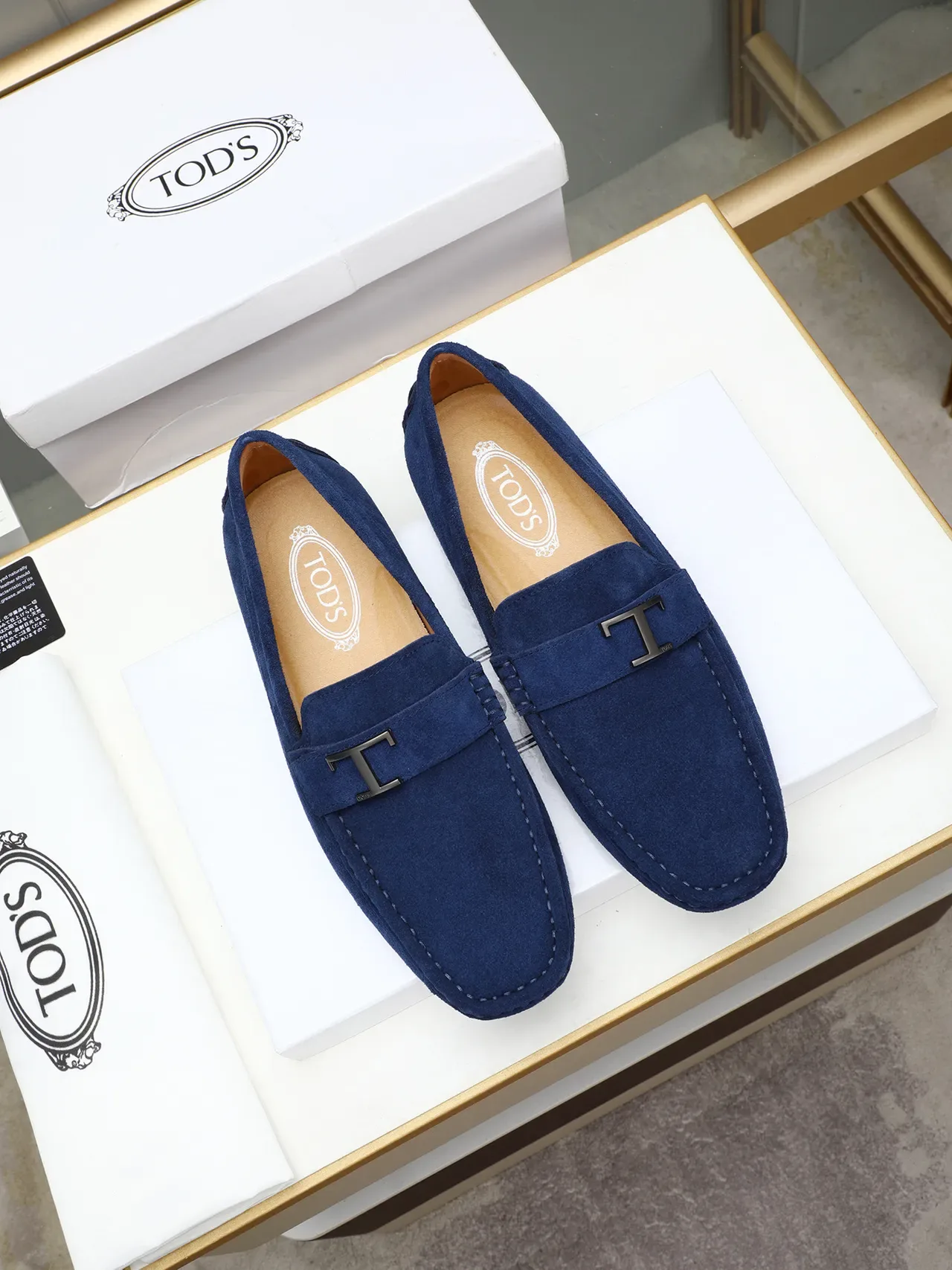 Blue Black Suede Upper Metal Buckle Strap Loafer 2