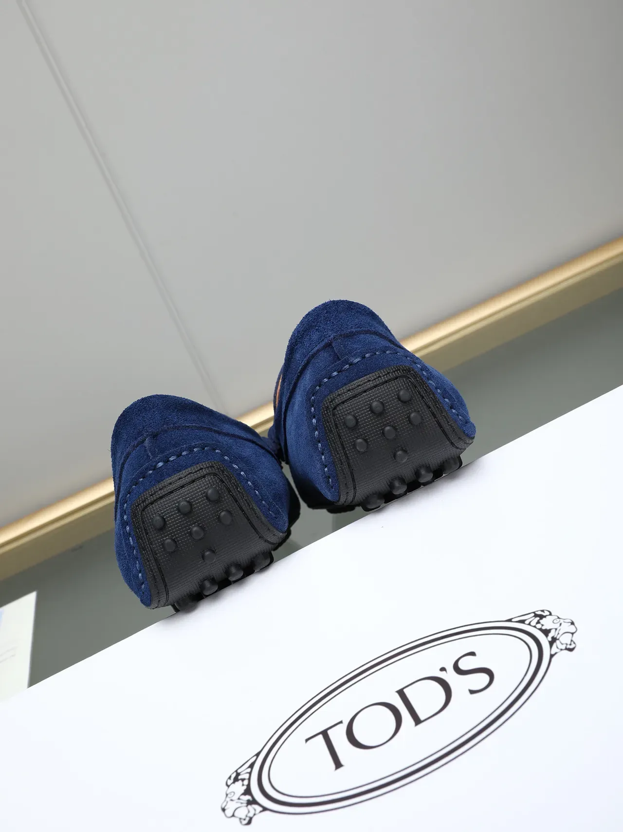 Blue Black Suede Upper Metal Buckle Strap Loafer 3