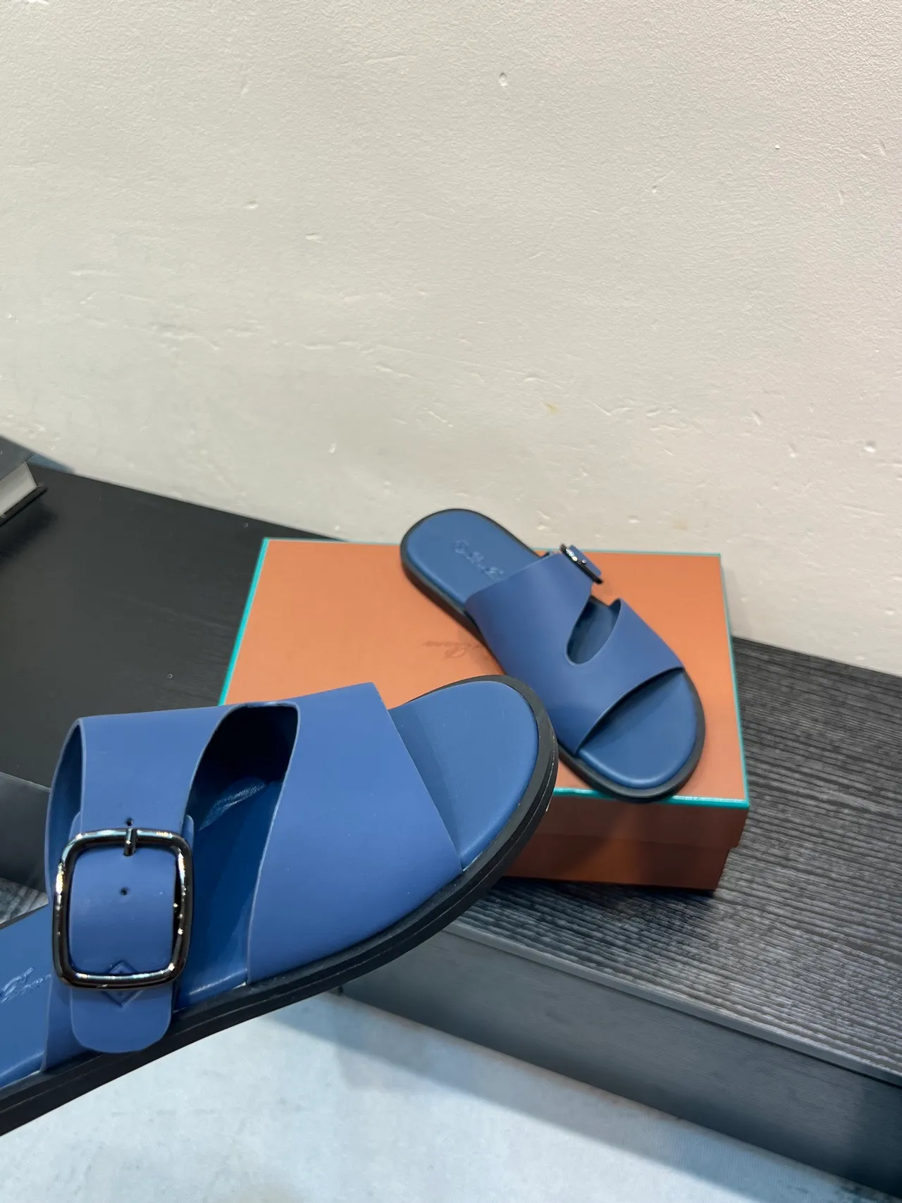 Blue Double-Strap Buckle Casual Sandals 8