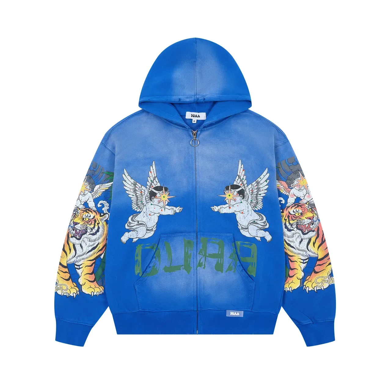 Blue Gradient Graphic-Print Full-Zip Hoodie 3