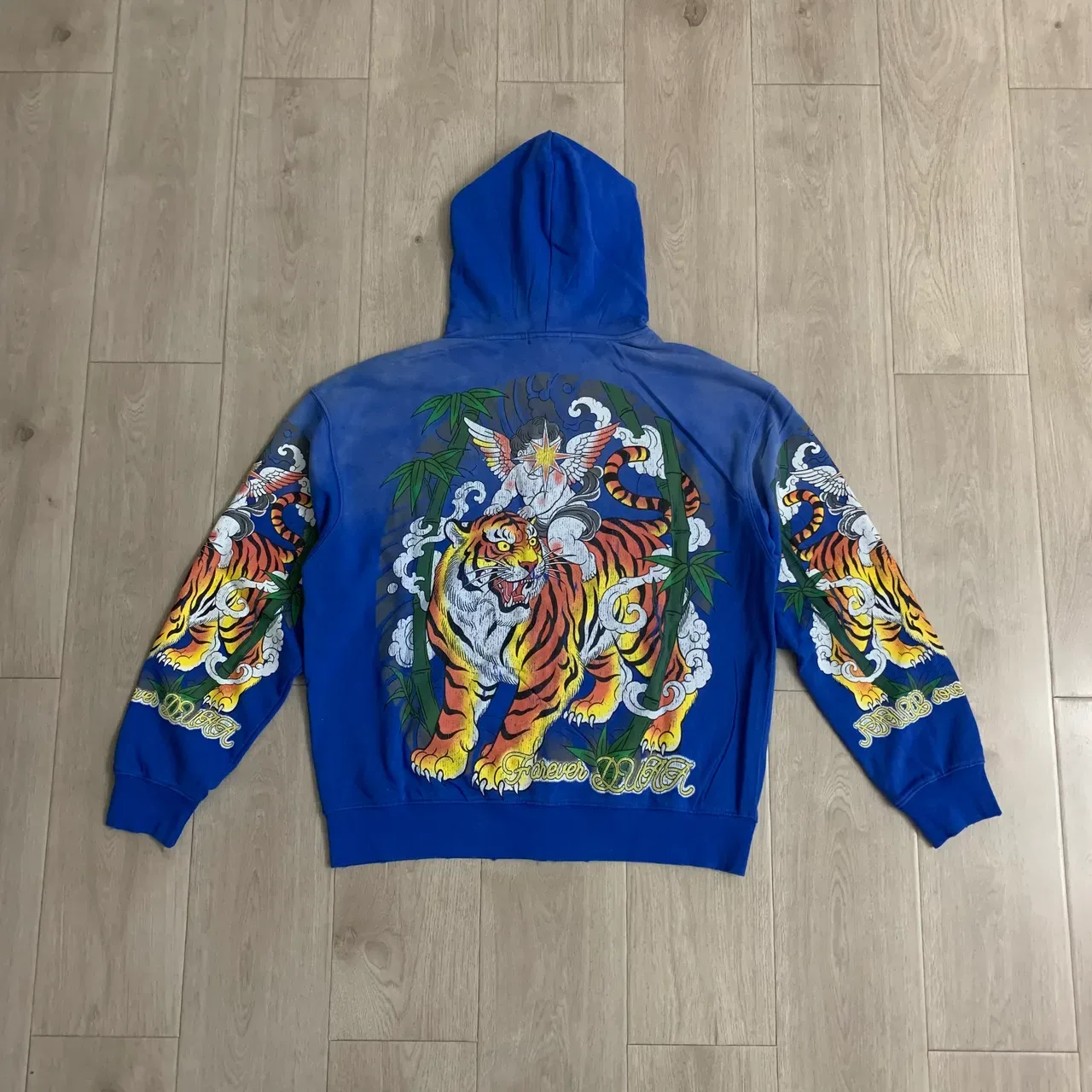 Blue Gradient Graphic-Print Full-Zip Hoodie 6