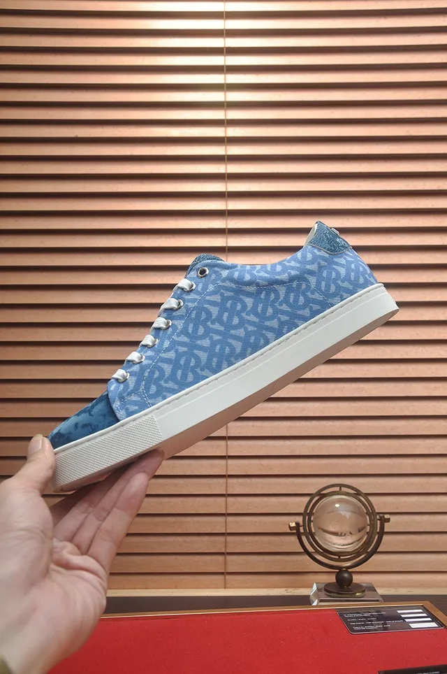 Blue Monogram-Print Two-Tone Lifestyle Sneakers 5