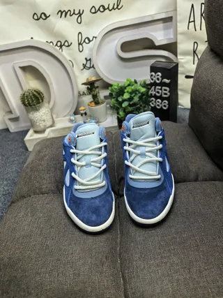 Blue Navy Layered Synthetic Overlays Perforated Triangular Panels Sneakers 10
