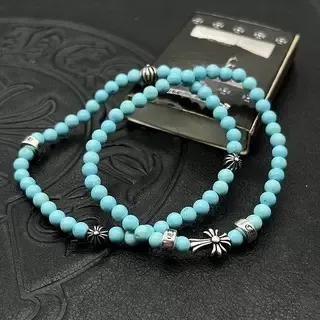 Blue Silver Beaded Stretch Bracelet 9