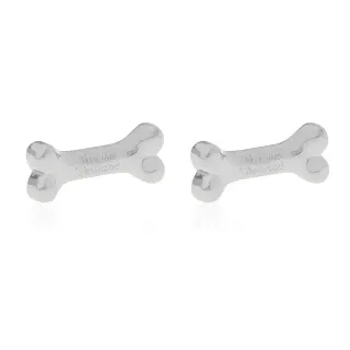 Bone-Shaped Polished Silver Stud Earrings