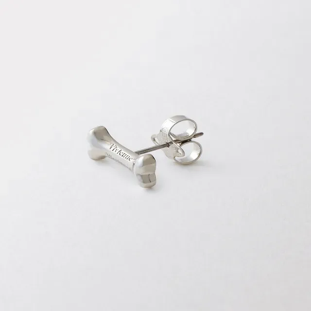 Bone-Shaped Polished Silver Stud Earrings 5