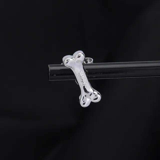 Bone-Shaped Polished Silver Stud Earrings 7