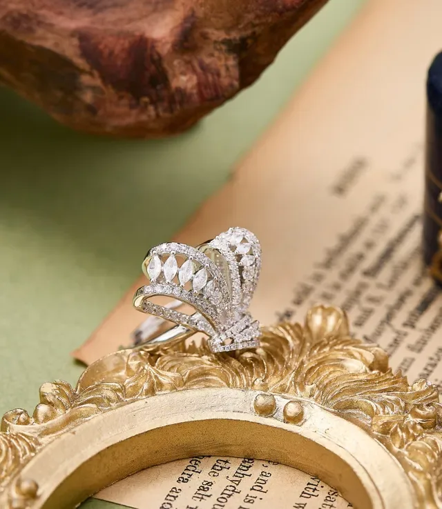 Bow-Shaped Pavé Crystal Ring 6
