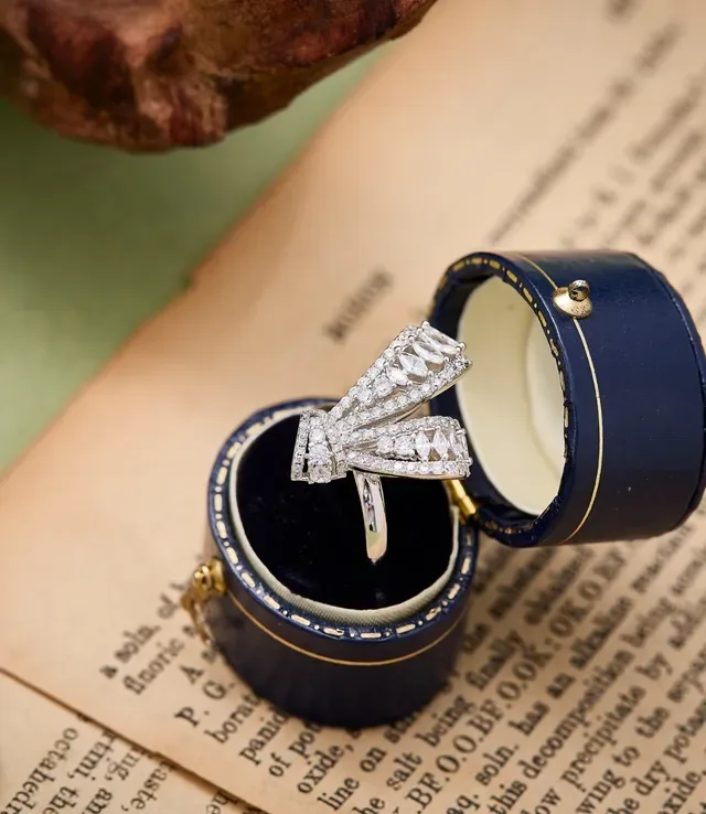 Bow-Shaped Pavé Crystal Ring 8