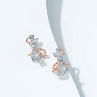Bow-Shaped Pavé Diamond Two-Tone Stud Earrings