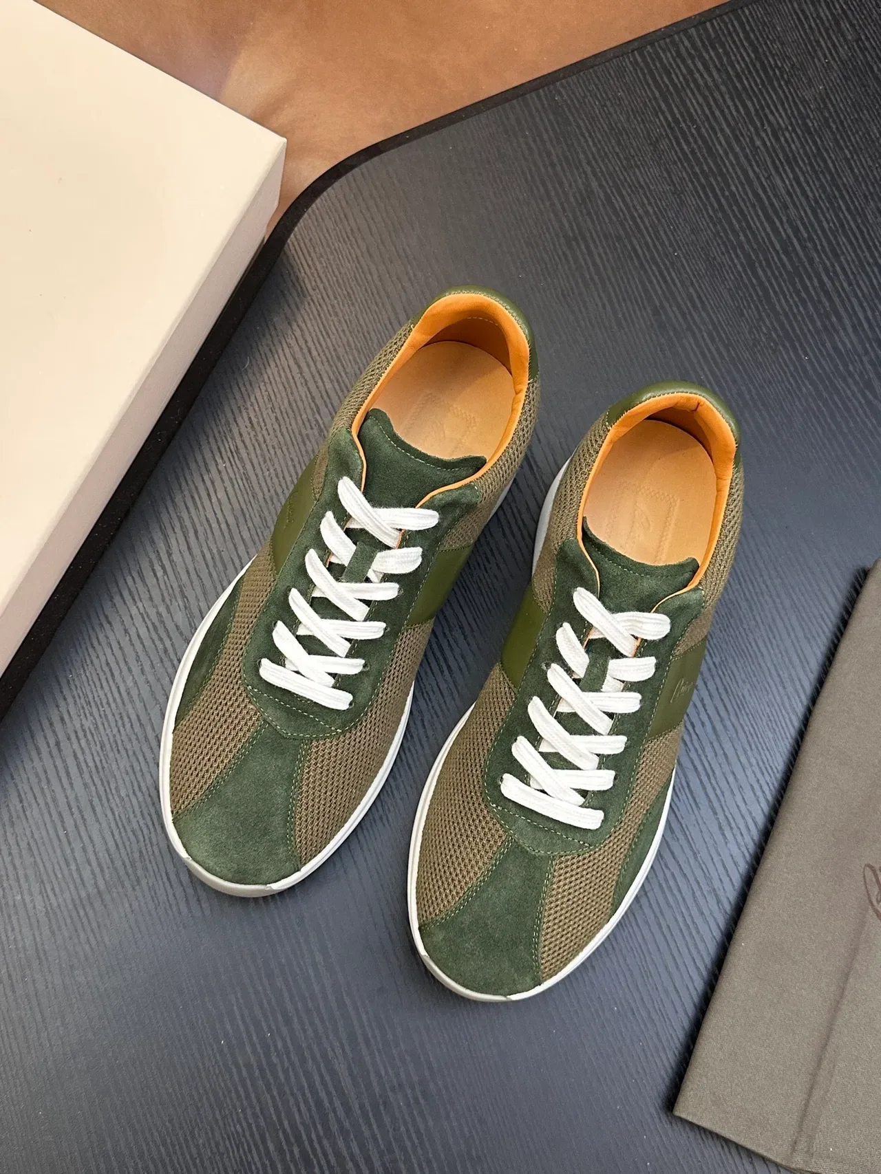 Brioni Olive Green Suede and Mesh Lifestyle Sneaker 3
