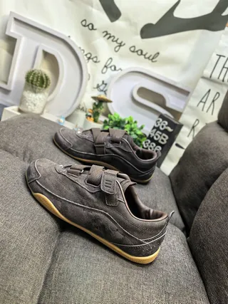 Brown Beige Laceless Dual Strap Closure Sneakers 7