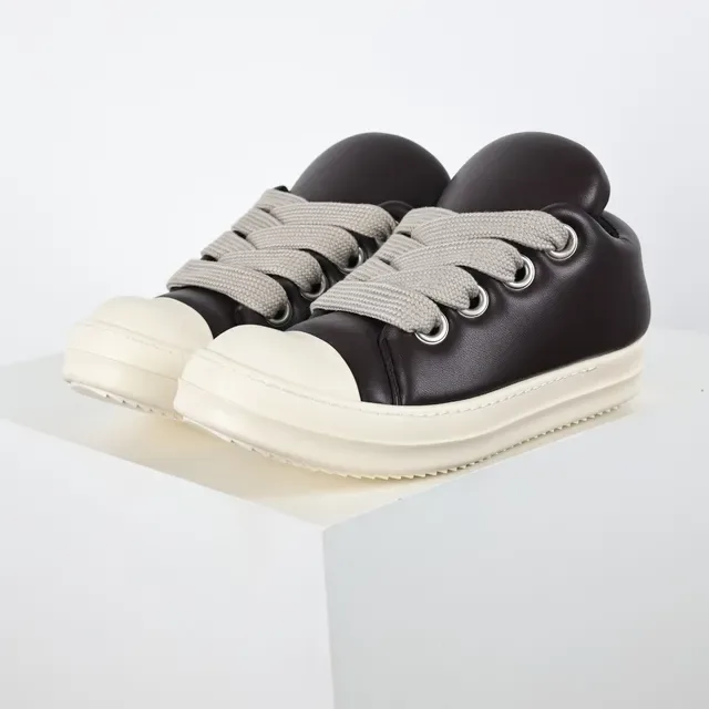 Brown Beige Low-Top Platform Sole Sneakers 2