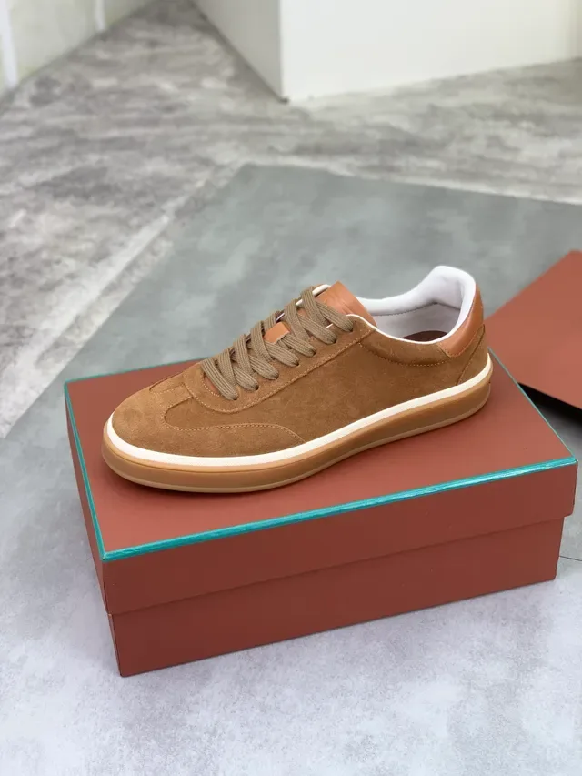 Brown Beige Suede Upper Gum Cupsole Sneakers 4