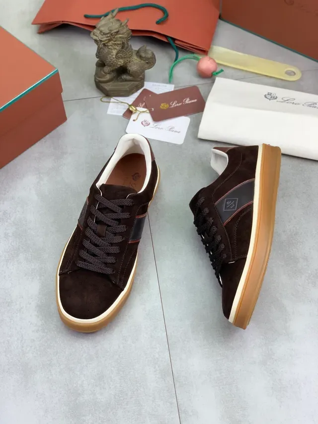 Brown Beige Suede Upper Gum Rubber Sole Sneakers 5