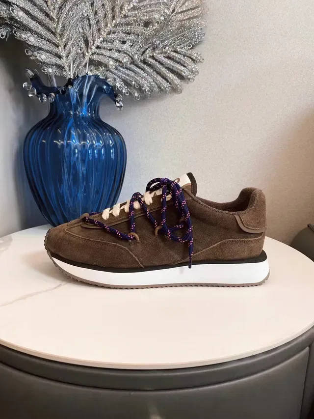 Brown Blue Suede Upper Contrast Rope-Style Laces Sneakers 9