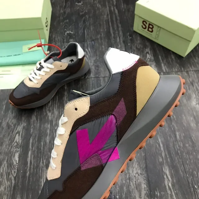 Brown Gray Beige Purple Geometric Logo Lifestyle Sneakers 4