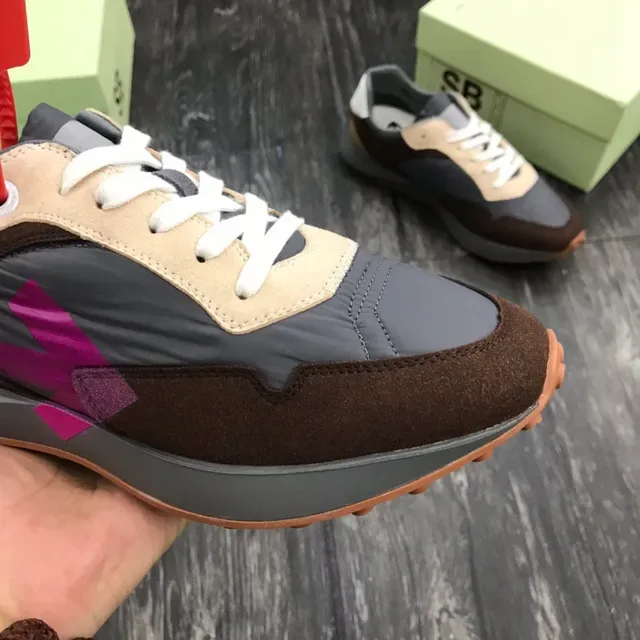 Brown Gray Beige Purple Geometric Logo Lifestyle Sneakers 5