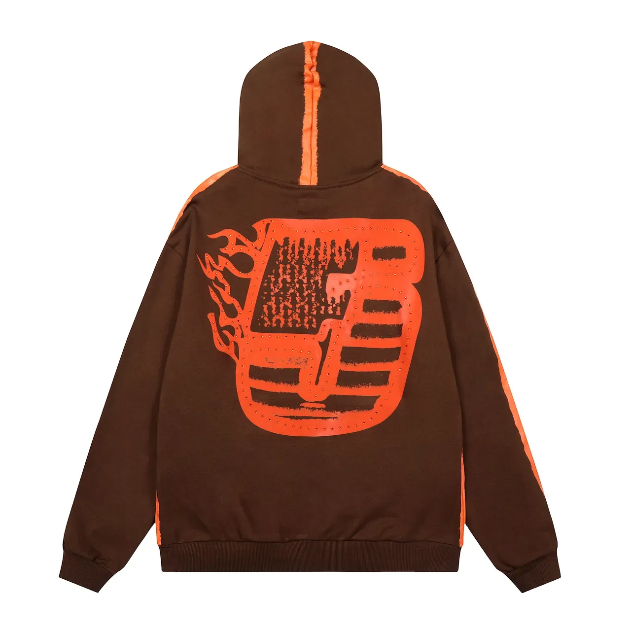 Brown or Black Graphic-Print Oversized Hoodie and Sweatpants Tracksuit 3