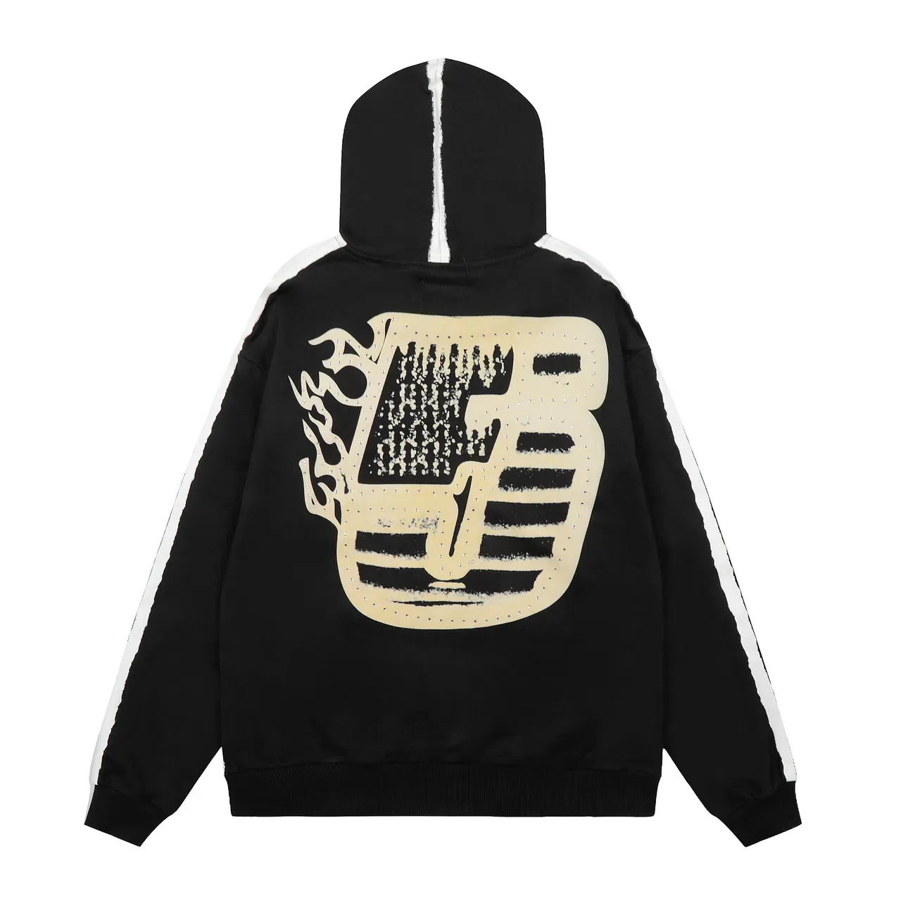 Brown or Black Graphic-Print Oversized Hoodie and Sweatpants Tracksuit 5