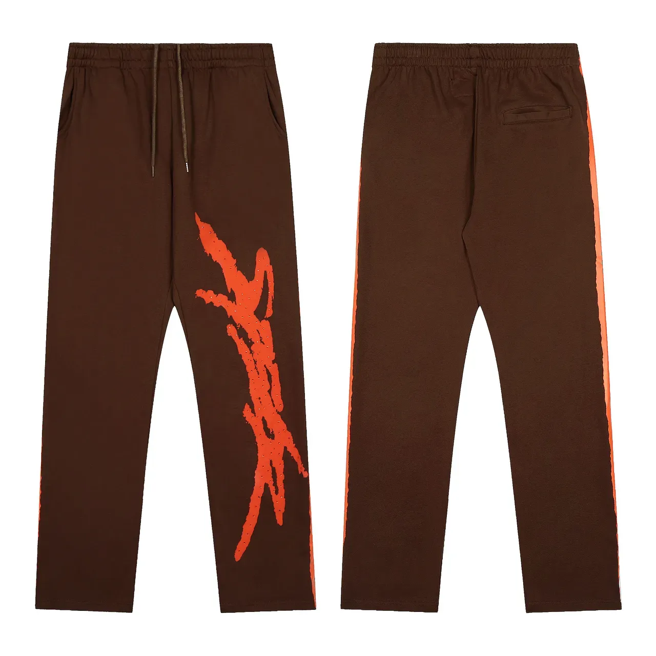 Brown or Black Graphic-Print Oversized Hoodie and Sweatpants Tracksuit 14