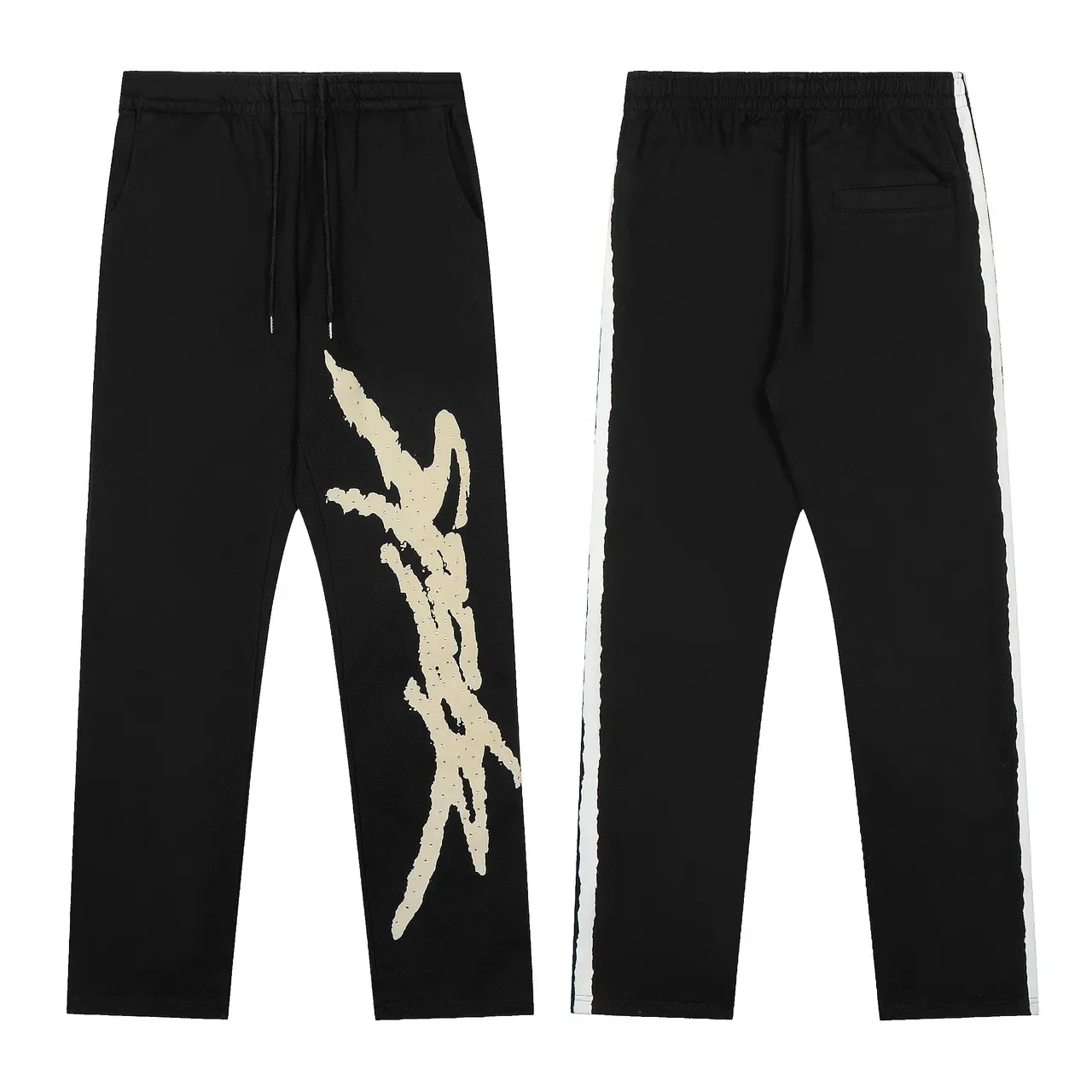 Brown or Black Graphic-Print Oversized Hoodie and Sweatpants Tracksuit 17