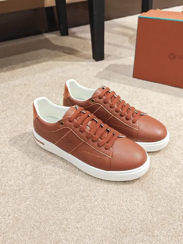 Brown Pebbled Leather Low-Top Sneaker 4