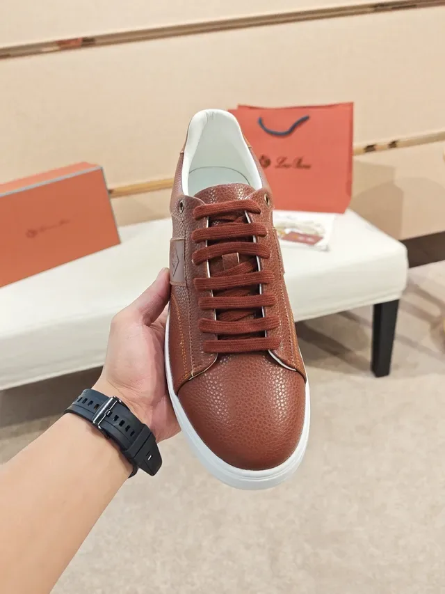 Brown Pebbled Leather Low-Top Sneaker 5