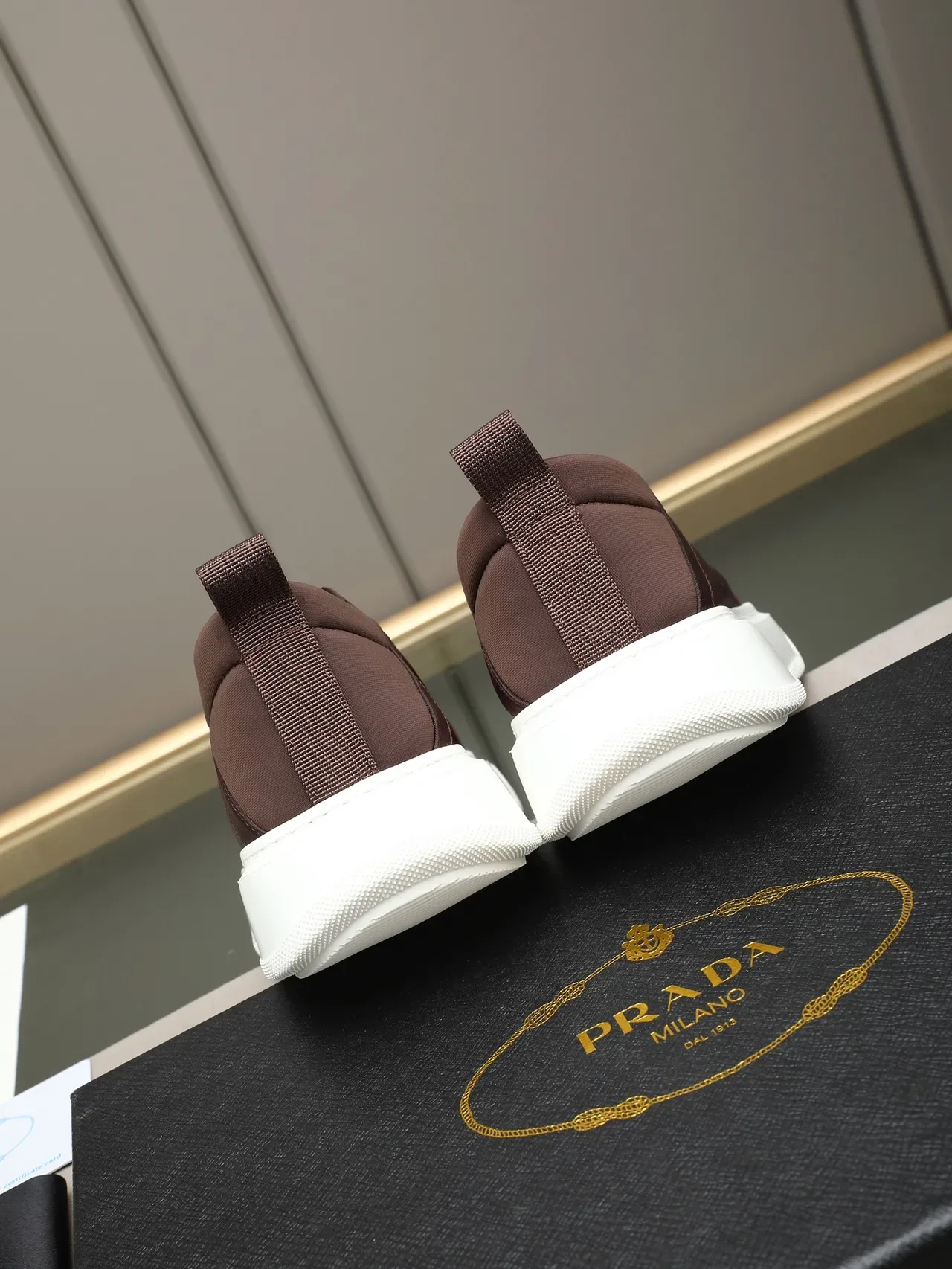Brown Slip-On Textile Upper White Platform Sole Casual Shoes 3