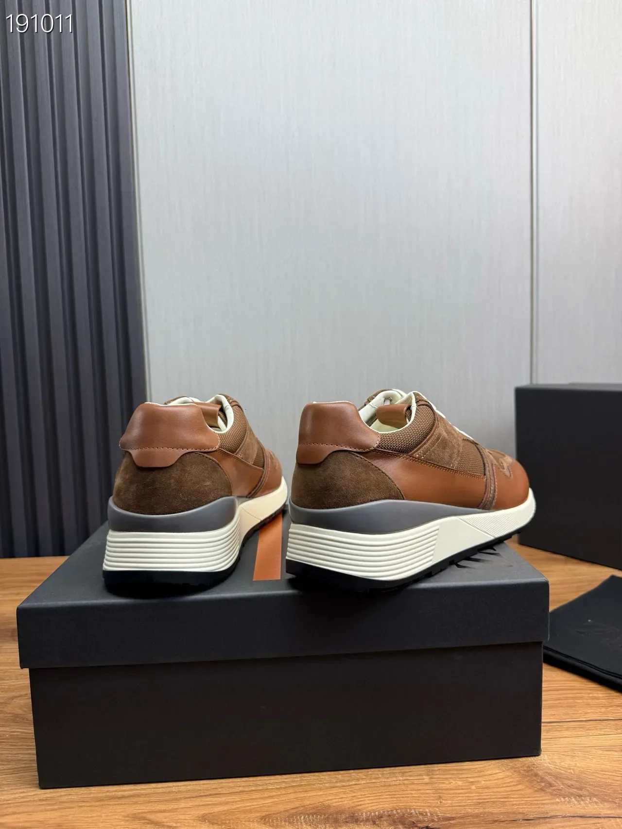 Brown Suede and Mesh Lace-Up Lifestyle Sneakers 2