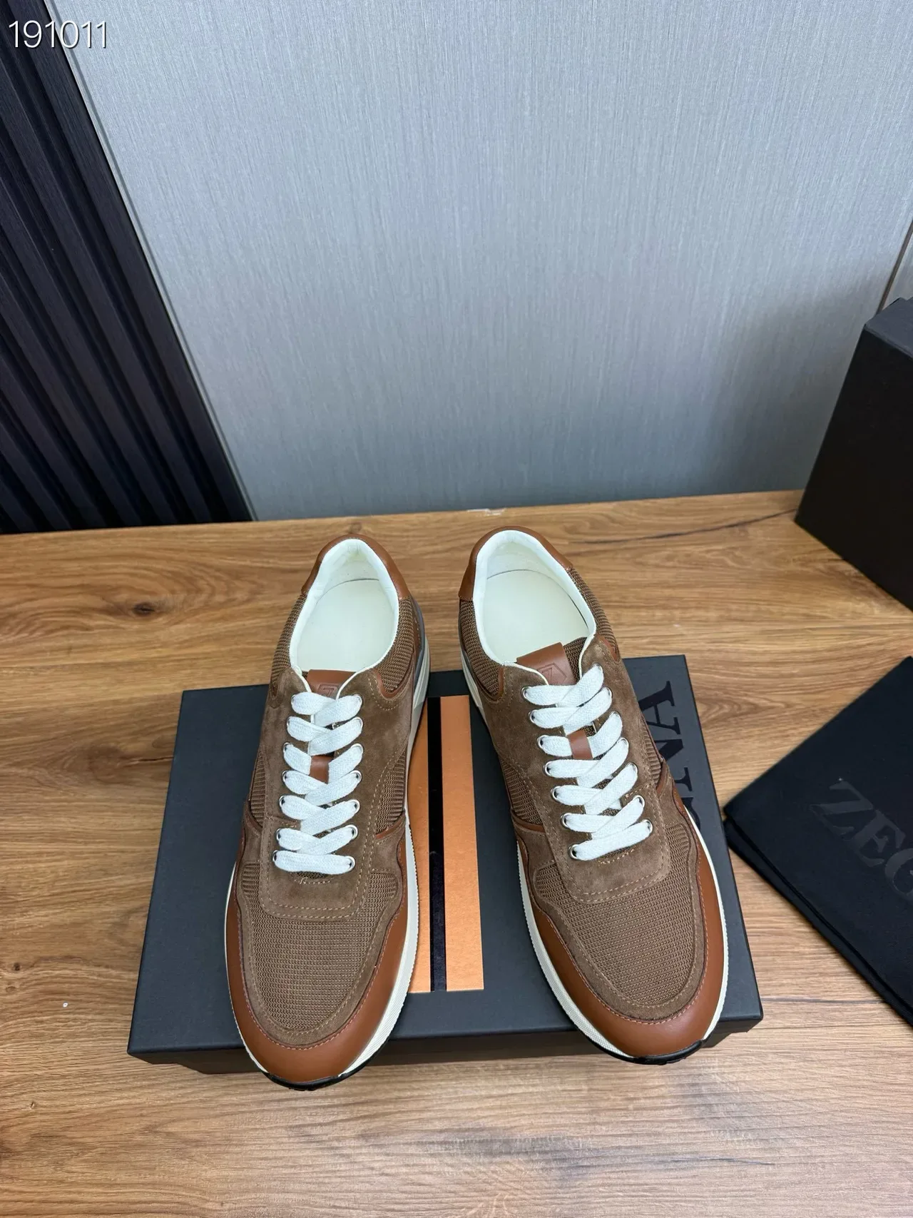 Brown Suede and Mesh Lace-Up Lifestyle Sneakers 8