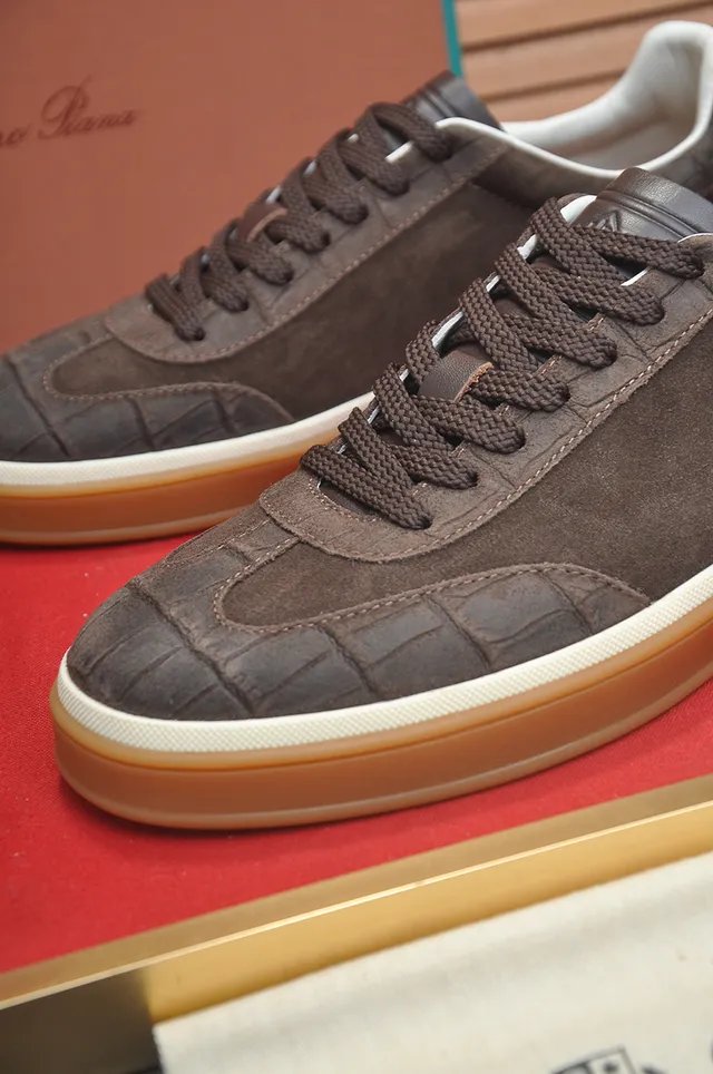 Brown Suede Croc-Embossed Lifestyle Sneaker 2
