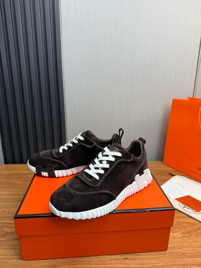 Brown White Suede Upper Ridged Midsole Sneakers 4