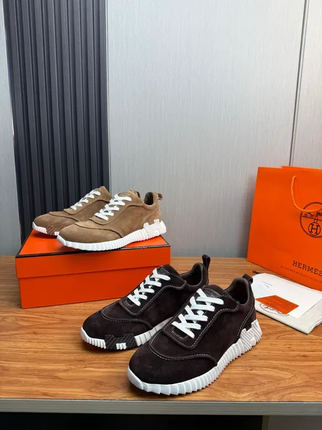 Brown White Suede Upper Ridged Midsole Sneakers 6