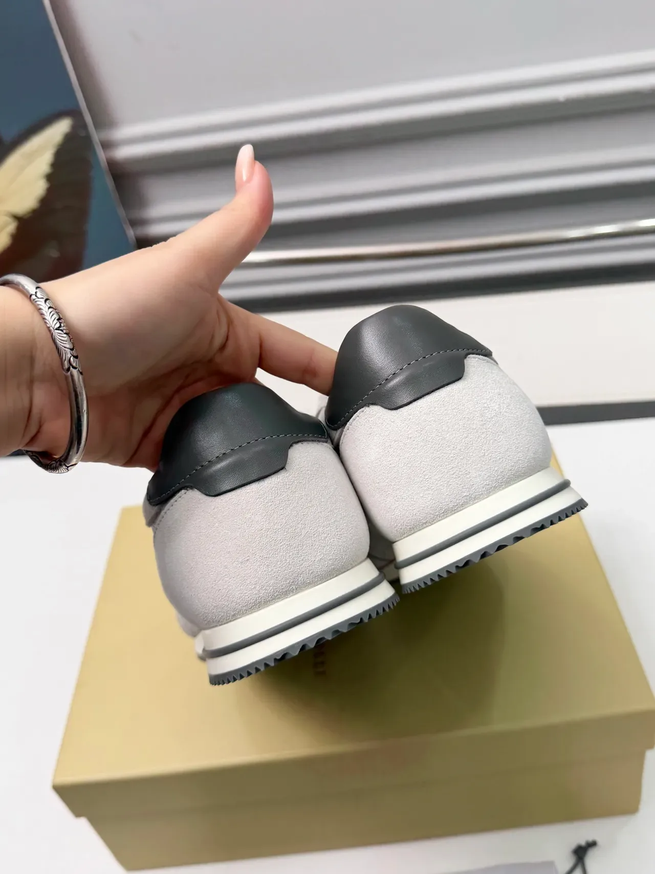 Brunello Cucinelli Light Gray Suede and Leather Lifestyle Sneakers 4