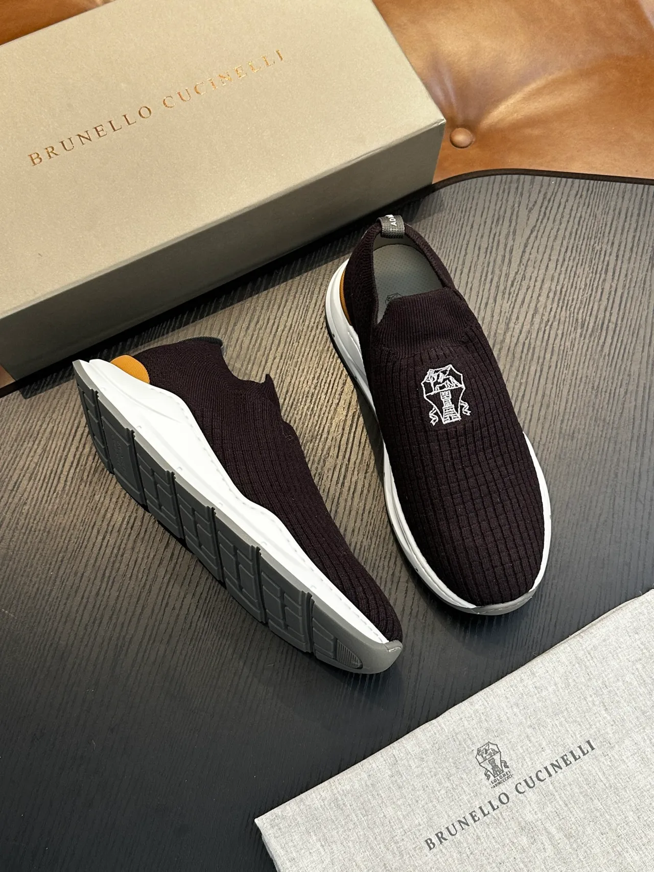 Brunello Cucinelli Ribbed Knit Slip-On Loafers 4