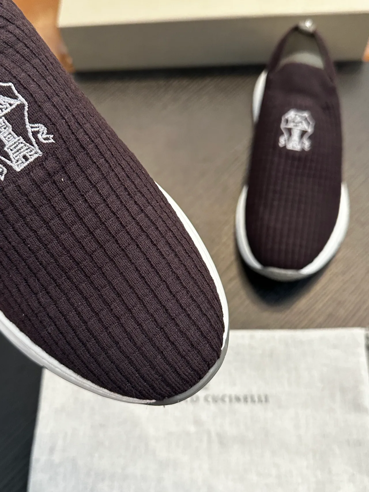 Brunello Cucinelli Ribbed Knit Slip-On Loafers 6