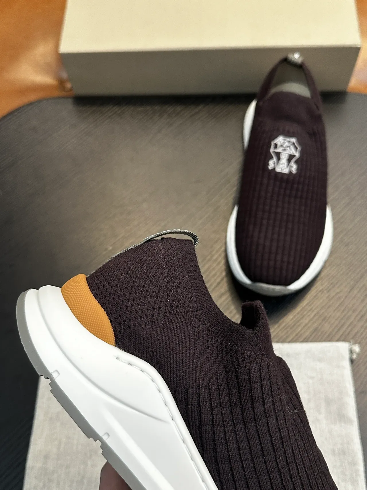 Brunello Cucinelli Ribbed Knit Slip-On Loafers 7