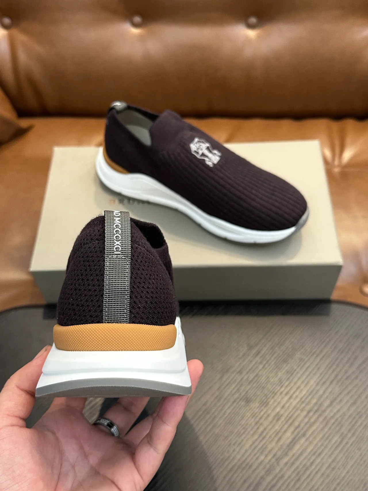 Brunello Cucinelli Ribbed Knit Slip-On Loafers 8
