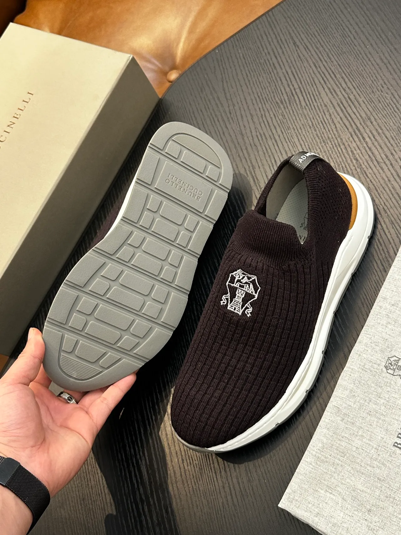Brunello Cucinelli Ribbed Knit Slip-On Loafers 9