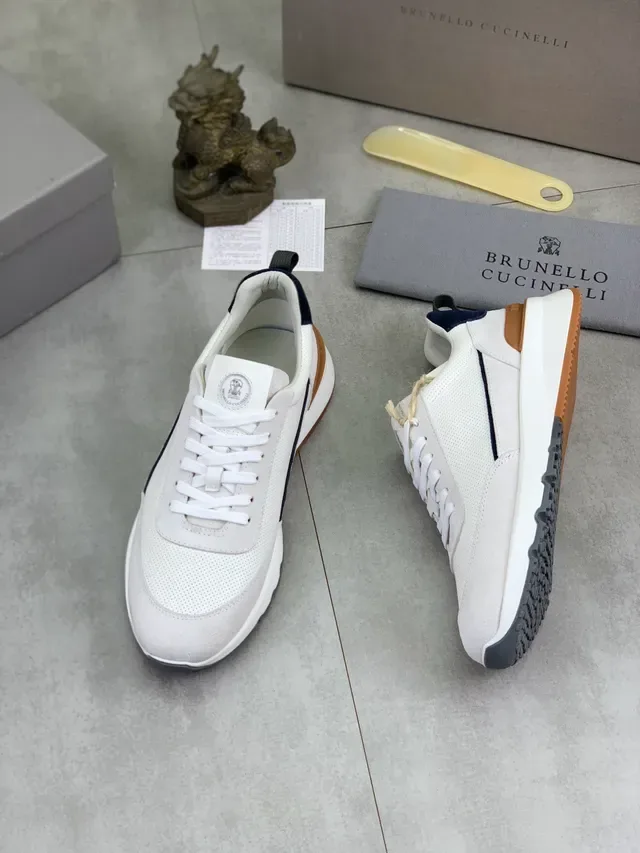 Brunello Cucinelli White Perforated Suede Lifestyle Sneaker 5