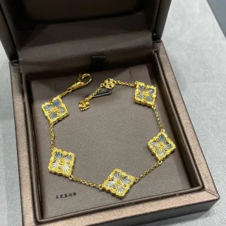 Buccellati Five-Flower Blue Enamel Gold Bracelet