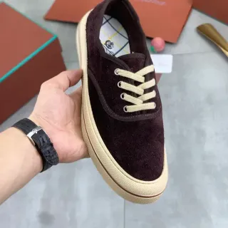 Burgundy Beige Suede Upper Cream Laces Canvas Shoes