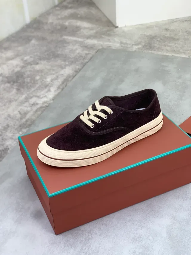 Burgundy Beige Suede Upper Cream Laces Canvas Shoes 4