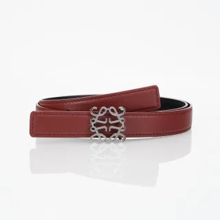 Burgundy Black Slim Stitched Edge Detail Leather Belt