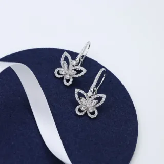 Butterfly Motif Pavé-Set Silver-Tone Earrings