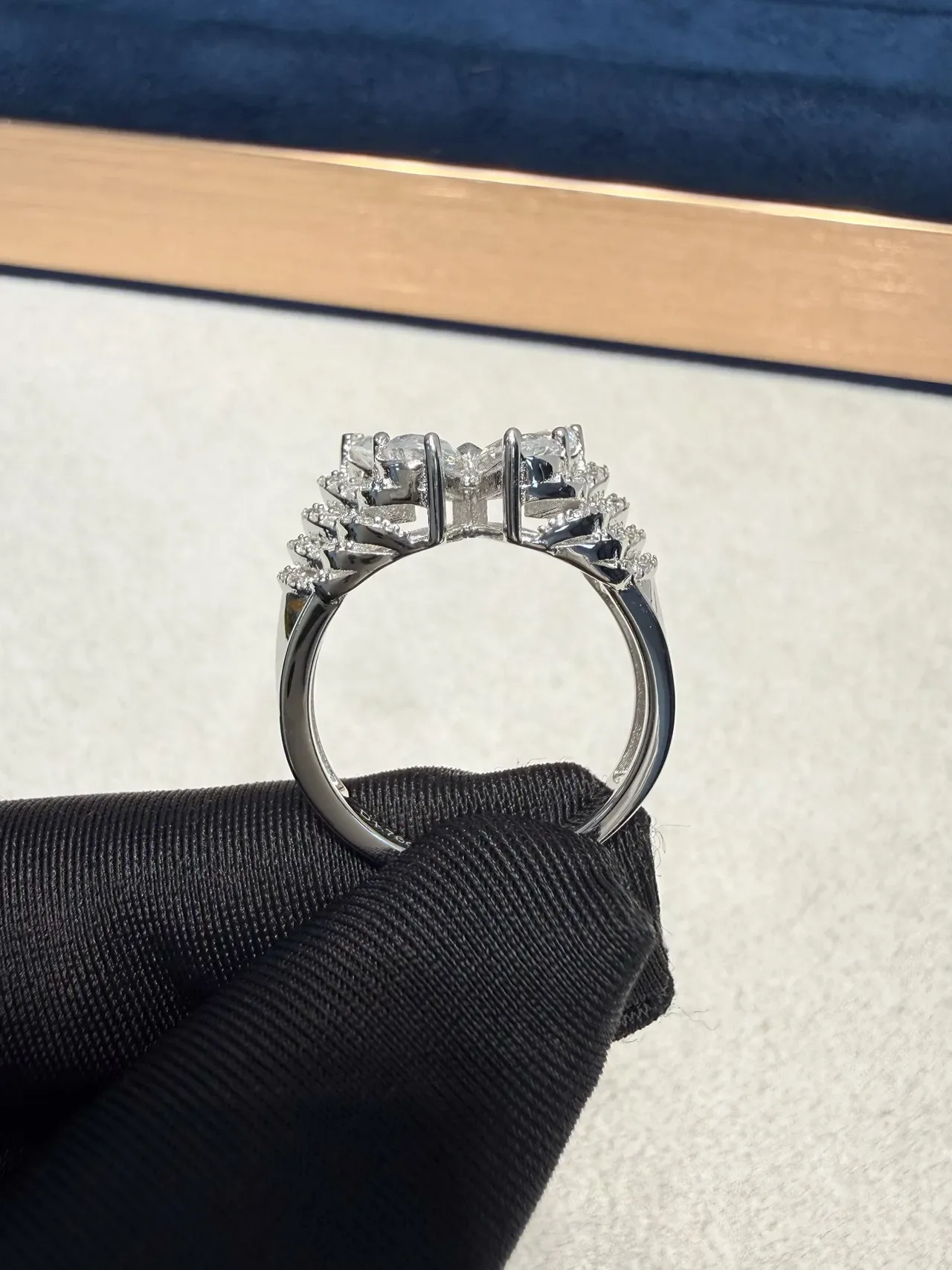 Butterfly Silhouette Pavé-Set Marquise Gemstone Ring 5