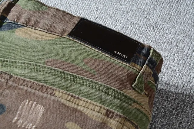 Camouflage Patchwork Distressed Ripped Jeans 3
